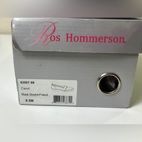 NWT Ros Hommerson Carol Black Patent Trim Slip On Casual Comfort Flats 6.5M - Picture 2 of 9